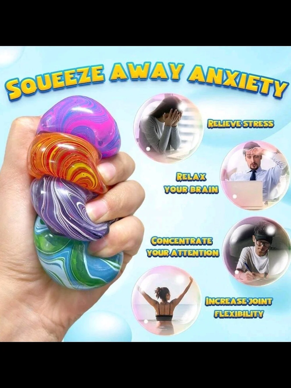 PRICE DROP 👇🏼 Squishy Sensory Marble Swirl Toy Cube - Multicolor